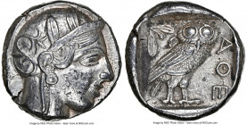 ATTICA. Athens. Ca. 440-404 BC. AR tetradrachm (23mm, 17.16 gm, 6h). NGC Choice XF 5/5 - 3/5. Mid-mass coinage issue. Head of Athena right, wearing ea...