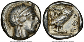 ATTICA. Athens. Ca. 440-404 BC. AR tetradrachm (25mm, 17.15 gm, 7h). NGC XF 5/5 - 3/5. Mid-mass coinage issue. Head of Athena right, wearing earring, ...