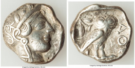 ATTICA. Athens. Ca. 440-404 BC. AR tetradrachm (24mm, 17.09 gm, 10h). Choice Fine. Mid-mass coinage issue. Head of Athena right, wearing earring, neck...