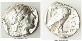 ATTICA. Athens. Ca. 440-404 BC. AR tetradrachm (25mm, 17.17 gm, 11h). VF, test cut. Mid-mass coinage issue. Head of Athena right, wearing earring, nec...
