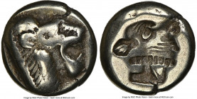 LESBOS. Mytilene. Ca. 521-478 BC. EL sixth-stater or hecte (10mm, 2.46 gm, 2h). NGC Fine 4/5 - 3/5. Head of roaring lion right, wearing beaded collar ...
