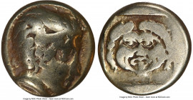 LESBOS. Mytilene. Ca. 454-427 BC. EL sixth-stater or hecte (10mm, 2.47 gm, 11h). NGC VG 5/5 - 4/5. Head of Actaeon right, with wavy hair, stag horn sp...