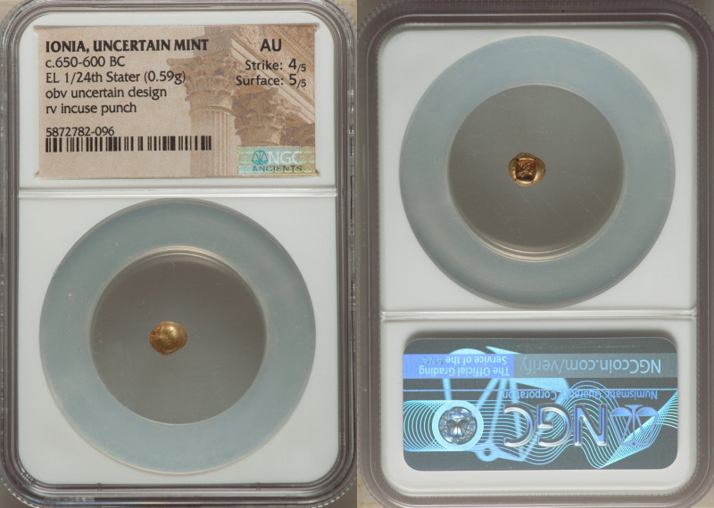 IONIA. Uncertain mint. Ca. 650-600 BC. EL 1/24 stater or myshemihecte (6mm, 0.59...