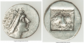 CARIAN ISLANDS. Rhodes. Ca. 88-84 BC. AR drachm (15mm, 2.90 gm, 11h). Choice XF. Plinthophoric standard, Euphanes, magistrate. Radiate head of Helios ...