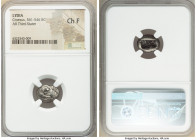 LYDIAN KINGDOM. Croesus (ca. 561-546 BC). AR third-stater (14mm). NGC Choice Fine. Confronted foreparts of lion left facing right, and bull right faci...