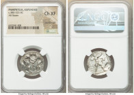 PAMPHYLIA. Aspendus. Ca. 380-250 BC. AR stater (22mm, 11h). NGC Choice XF, countermark. Two wrestlers grappling; ΣK between, dotted border / EΣTFEΔIIY...