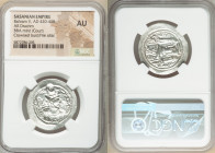 SASANIAN KINGDOM. Bahram V (Vahram) (AD 420-438). AR drachm (28mm, 2h). NGC AU. BBA (Court mint). Bust right, wearing mural crown with korymbos set on...