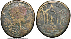 LYDIA. Hypaepa. Commodus (AD 177-192). AE (31mm, 11h). NGC VG, countermarks. Hermolaos II Theophilou, magistrate, ca. AD 182-184. ΑV ΚΑΙ Μ ΑV-ΡΗ ΚΟΜΟΔ...