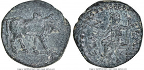 CAPPADOCIA. Tyana. Pseudo-Autonomous Issue, during the time of Trajan (AD 98-117). AE (13mm, 12h). NGC Choice XF. Humped bull walking right / ΤΥΑΝ-ЄwΝ...