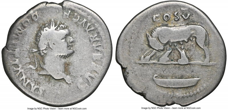 Domitian, as Caesar (AD 81-96). AR denarius (19mm, 3.12 gm, 5h). NGC VG 5/5 - 5/...