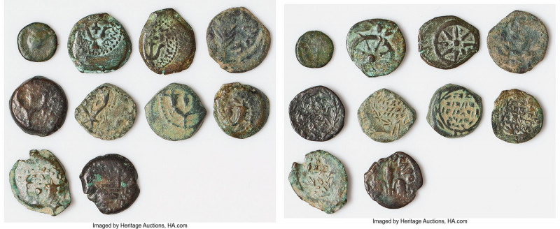 ANCIENT LOTS. Judaea. Ca. 1st centuries BC-AD. Lot of ten (10) AE prutahs. Fine....