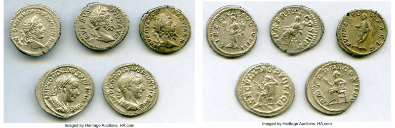 ANCIENT LOTS. Roman Imperial. Lot of five (5) AR denarii. VF-XF. Includes: Five ...