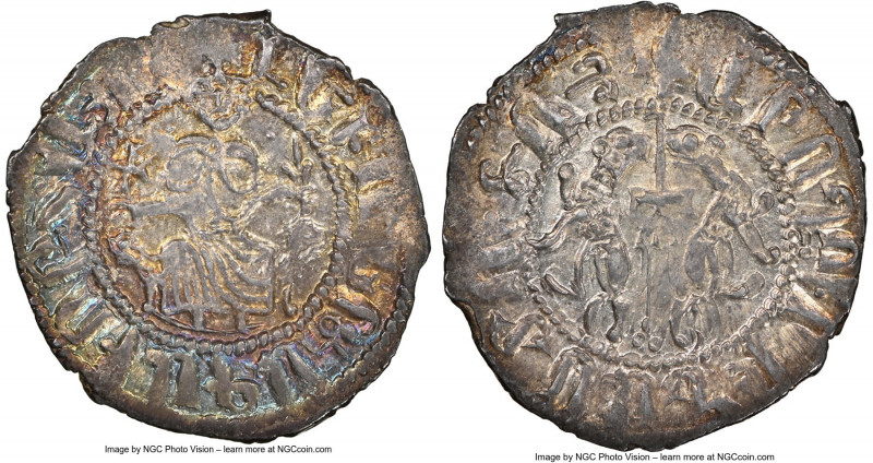 Cilician Armenia. Levon I Tram ND (1198-1219) MS65 NGC, 23mm. Levon I enthroned ...