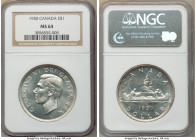 George VI "Arnprior" Dollar 1950 MS64 NGC, Royal Canadian mint, KM46. Arnprior with 2-1/2 water lines. Brilliant untoned surfaces.

HID09801242017
...