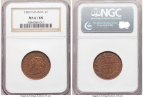 5-Piece Lot of Certified Assorted Issues NGC, 1) Victoria Cent 1887 - MS61 Brown London mint, KM7 2) George V Cent 1911 - AU58 Brown, Ottawa mint, KM1...