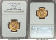 Republic gold 5 Pesos 1928 MS65 NGC, Medellin (MFDFLLIN) mint, KM204. AGW 0.2355 oz. 

HID09801242017

© 2022 Heritage Auctions | All Rights Reser...