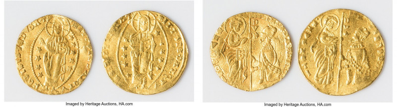 Chios. Anonymous Pair of Uncertified gold Imitative Zecchino ND (1343-1354) VF, ...