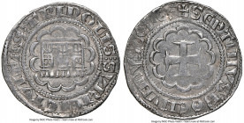 Tripoli. Bohemond VII 1/2 Gros ND (1275-1287) AU53 NGC, CCS-27. 2.08gm. +CIVITA[S: T]RIPOLIS: SVPIЄ, crenelated castle with three towers, all within t...