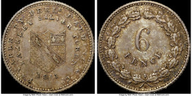 Staffordshire. Fazeley silver 6 Pence Token 1811 AU55 NGC, Davis 11. PAYABLE BY PEELS HARDING & Co. FAZELEY SILVER TOKEN 1811 Coat of arms / 6 / PENCE...