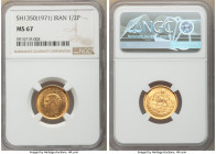 Muhammad Reza Pahlavi gold 1/2 Pahlavi SH 1350 (1971) MS67 NGC, KM1161. AGW 0.1177 oz. 

HID09801242017

© 2022 Heritage Auctions | All Rights Res...