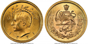 Muhammad Reza Pahlavi gold Pahlavi SH 1331 (1952) MS65 NGC, Tehran mint, KM1162. AGW 0.2354 oz. 

HID09801242017

© 2022 Heritage Auctions | All R...