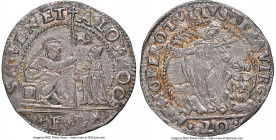 Venice. Alvise Mocenigo I 20 Soldi ND (1570-1577)-FL MS64 NGC, Paolucci-8. 4.54gm. St. Mark seated right, presenting banner to Doge kneeling left, F L...