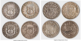 4-Piece Lot of Uncertified Assorted 2 Reales 1) Philip V 2 Reales 1739 Mo-MF - XF, KM84. 26.5mm. 6.61gm 2) Philip V 2 Reales 1740 Mo-MF - VF, KM84. 26...