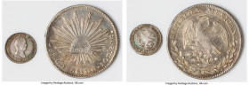 Pair of Uncertified Assorted Issues, 1) Augustin I Iturbide 1/2 Real 1822 Mo-JM - VF, Mexico City mint, KM301. 16.7mm. 1.68gm 2) Republic 8 Reales 183...