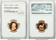 Republic gold Proof 1/4 Krugerrand 2001 PR68 Ultra Cameo NGC, KM106. Mintage: 3,841. AGW 0.2501 oz. 

HID09801242017

© 2022 Heritage Auctions | A...