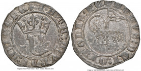 Castille & Leon. Juan I Blanca ND (1379-1390) AU58 NGC, Toledo mint, Burgos-489. 1.64gm. +CATA MVNDI MISER C, crowned Gothic J; T and O on either side...