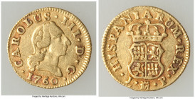 Charles III gold 1/2 Escudo 1760 M-JP VF, Madrid mint, KM389.1. 14.8mm. 1.75gm. 

HID09801242017

© 2022 Heritage Auctions | All Rights Reserved