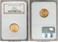 Confederation gold 10 Francs 1922-B MS66 NGC, Bern mint, KM36. AGW 0.0933 oz. 

HID09801242017

© 2022 Heritage Auctions | All Rights Reserved
