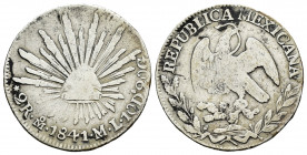 Mexico. 2 reales. 1841. México. ML. (Km-374.10). Ag. 6,46 g. Deposits. Scarce. Almost VF/Choice F. Est...45,00. 

Spanish description: México. 2 rea...