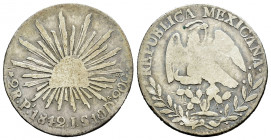 Mexico. 2 reales. 1842. San Luis of Potosí. JS. (Km-374.11). Ag. 6,48 g. Lightly toned. Rare. Almost F. Est...30,00. 

Spanish description: México. ...