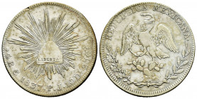 Mexico. 4 reales. 1837. Guanajuato. PJ. (Km-375.4). Ag. 13,27 g. Toned. Choice F. Est...35,00. 

Spanish description: México. 4 reales. 1837. Guanaj...