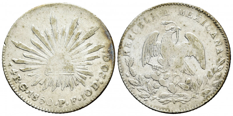 Mexico. 4 reales. 1850. Guanajuato. PF. (Km-375.4). Ag. 13,39 g. Scarce. F. Est....