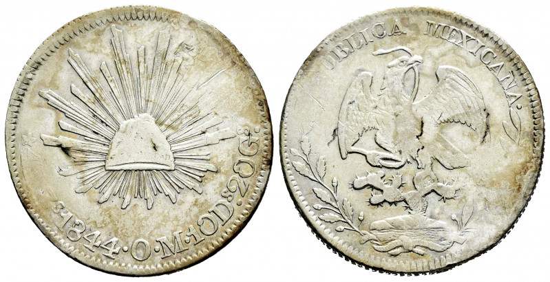 Mexico. 4 reales. 1844. Zacatecas. OM. (Km-375.9). Ag. 13,45 g. Knock on obverse...