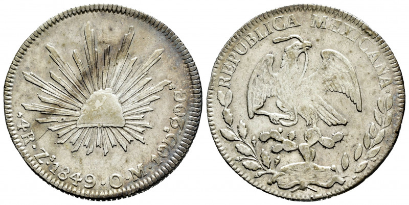 Mexico. 4 reales. 1849. Zacatecas. OM. (Km-375.9). Ag. 13,55 g. Lightly toned. V...