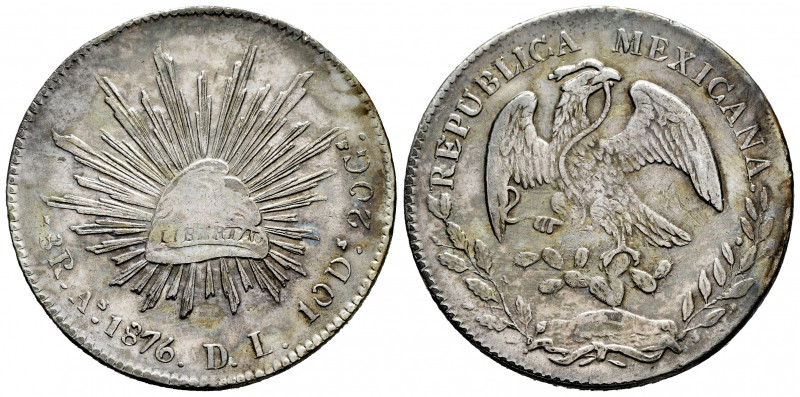 Mexico. 8 reales. 1876. Alamos. DL. (Km-377). Ag. 26,79 g. Slight old cabinet to...
