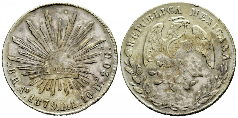 Mexico. 8 reales. 1879. Alamos. DL. (Km-377). Ag. 26,76 g. Irregular patina. Lig...