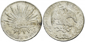 Mexico. 8 reales. 1885. Culiacan. AM. (Km-377.3). Ag. 26,90 g. Almost VF. Est...40,00. 

Spanish description: México. 8 reales. 1885. Culiacán. AM. ...