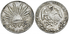 Mexico. 8 reales. 1890. Culiacan. AM. (Km-377.3). Ag. 27,19 g. Almost VF. Est...40,00. 

Spanish description: México. 8 reales. 1890. Culiacán. AM. ...