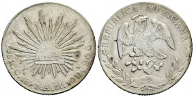 Mexico. 8 reales. 1893. Culiacan. AM. (Km-377.3). Ag. 26,81 g. VF. Est...45,00. 

Spanish description: México. 8 reales. 1893. Culiacán. AM. (Km-377...