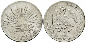Mexico. 8 reales. 1893. Guanajuato. RS. (Km-377.8). Ag. 27,03 g. Minor marks. Choice VF. Est...45,00. 

Spanish description: México. 8 reales. 1893....
