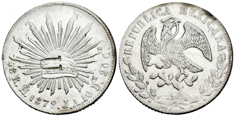 Mexico. 8 reales. 1879. Hermosillo. JA. (Km-377.9). Ag. 26,78 g. Countermark on ...