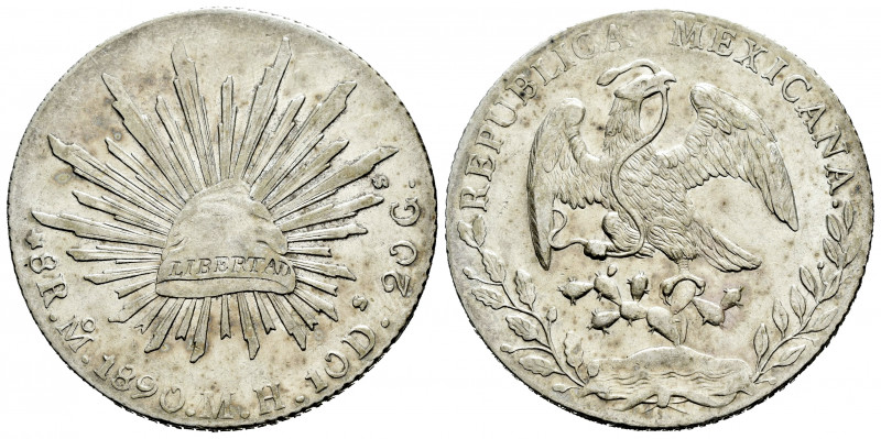 Mexico. 8 reales. 1890. México. MH. (Km-377.10). Ag. 27,12 g. It retains some mi...