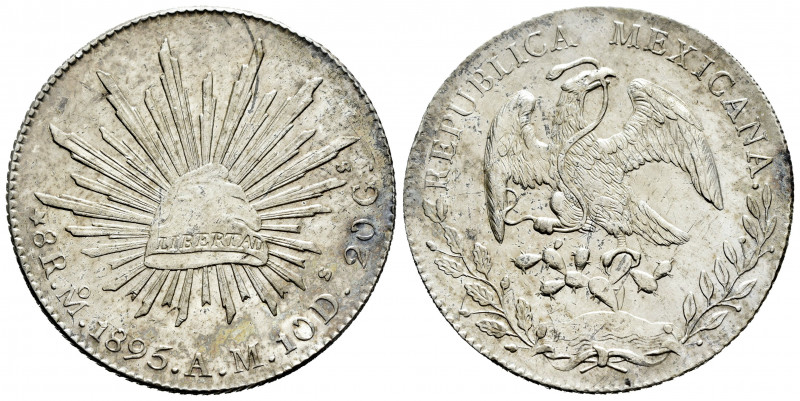 Mexico. 8 reales. 1895. México. AM. (Km-377.10). Ag. 26,93 g. Original luster. M...