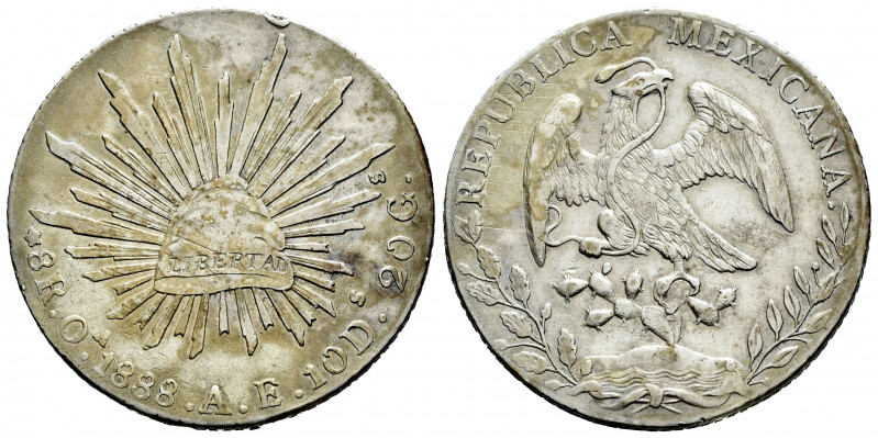 Mexico. 8 reales. 1888. Oaxaca. AE. (Km-377.11). Ag. 27,03 g. Patina. Knock on e...