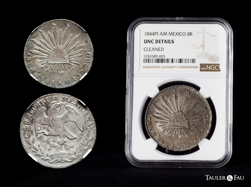 Mexico. 8 reales. 1844. San Luis of Potosí. AM. (Km-377.12). Ag. Slabbed by NGC ...