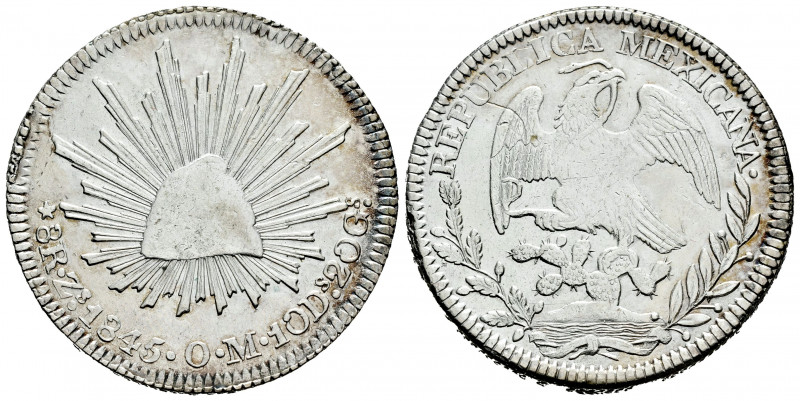 Mexico. 8 reales. 1845. Zacatecas. OM. (Km-377.13). Ag. 27,01 g. Die style of 18...